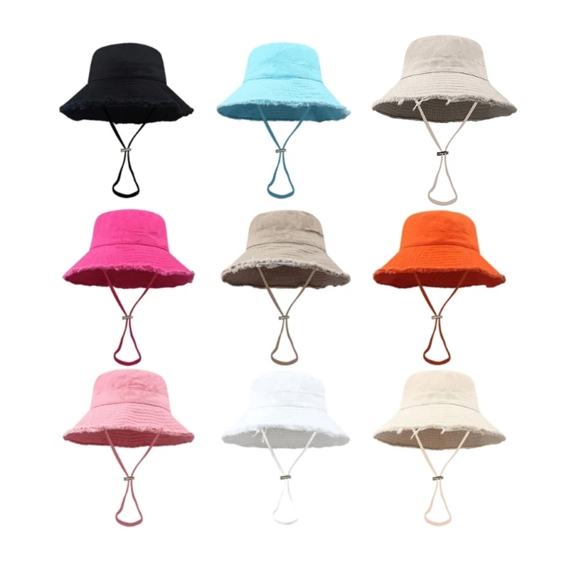 

Anti-Uv Bucket Hat with Adjust Chin Rope Outdoor Camping Fisherman Hat for Teen Dropship