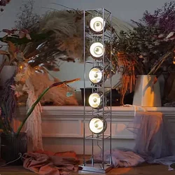 Tower of Spheres Floor Lamp Creative Metal chrome floor lamp Atmosphere Lamp for Living Room Bedroom with shelves standing lamp
