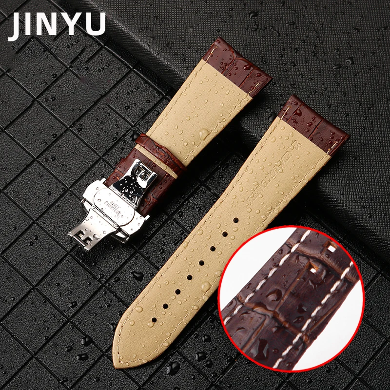 23 24 26 28mm Big width Black brown Alligator Genuine Lea/ther Watch Strap Band FOR Diesel Armani watch Mens Butterfly buckle