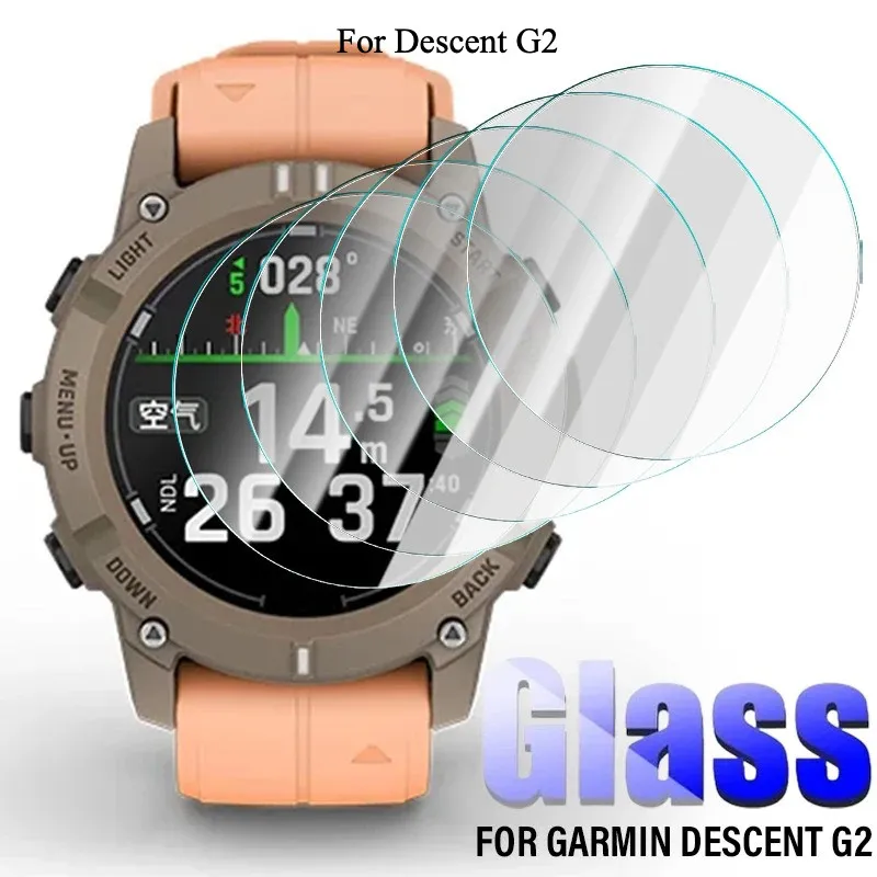 2/5 قطعة واقي شاشة من الزجاج المقسى لساعة Garmin Descent G2 الذكية أفلام حماية من الزجاج الشفاف