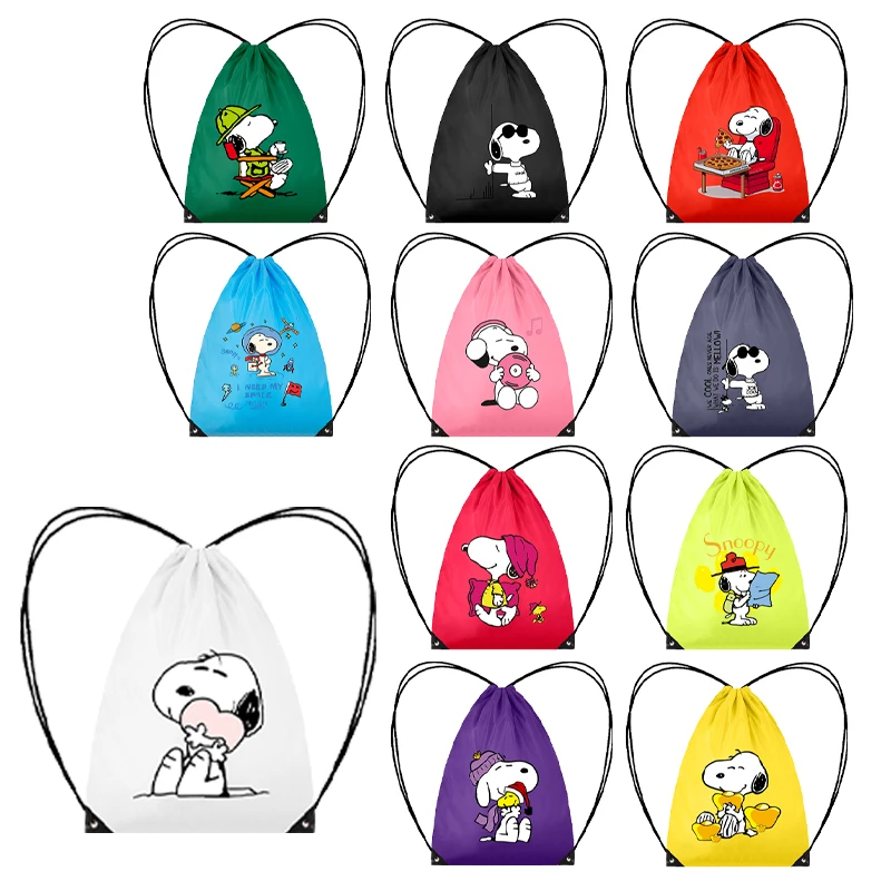 

Snoopy Bundle Pocket Outdoor Leisure Convenient Backpack Cartoon Anime Pattern Drawstring Storage Bag Friends Birthday Gift
