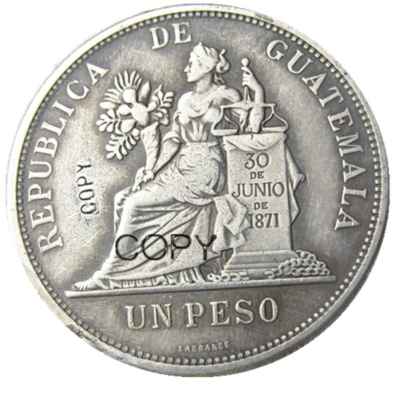 GUATEMALA A set of(1894-1897) 4pcs 1 PESO Silver Plated Copy Coin