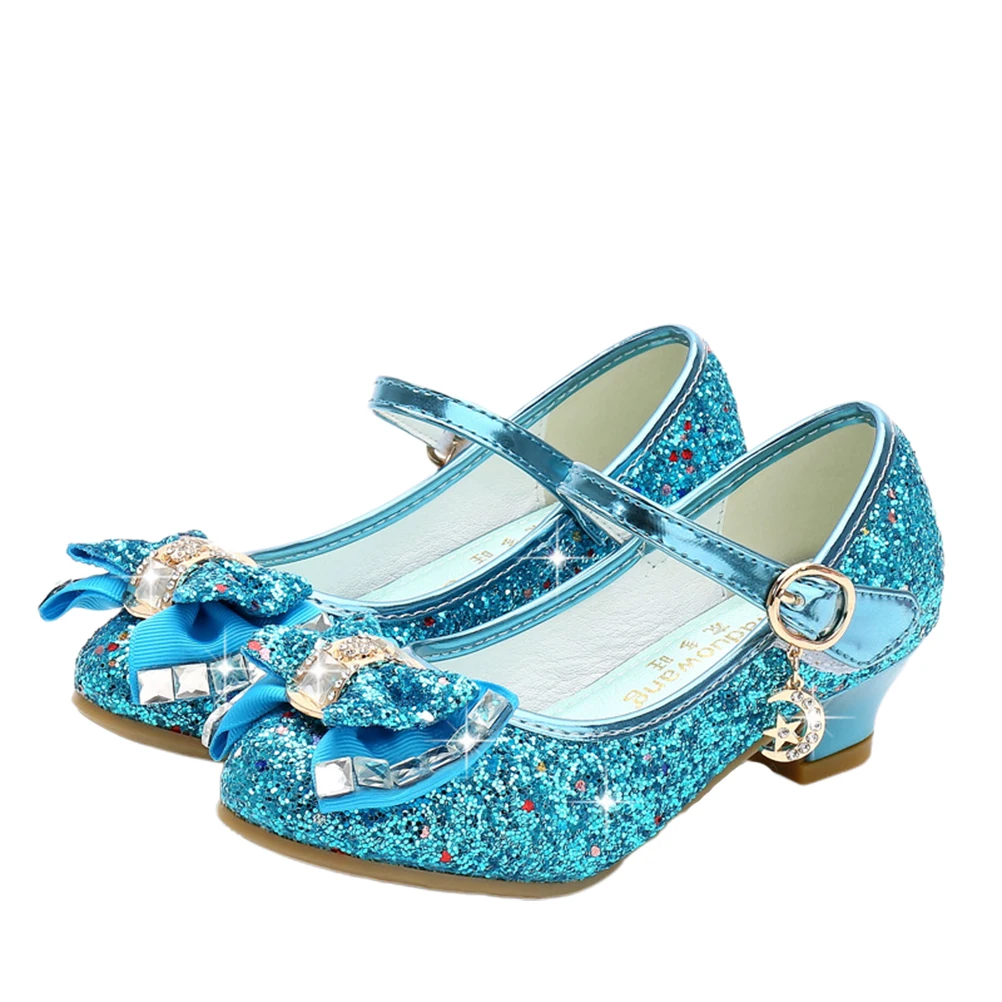 

Sequin Upper Kid'S High-Heeled Shoes Shoe Kids Girls Blue Color Spring High Heel Comfortable Durable Dance Shoes
