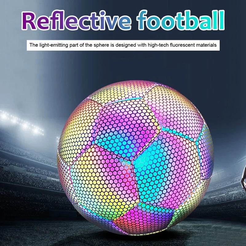 Holographic Soccer Ball - Glow In The Dark, Reflective, Size 5 - Perfect For Kids Durable Easy Install Easy To Use