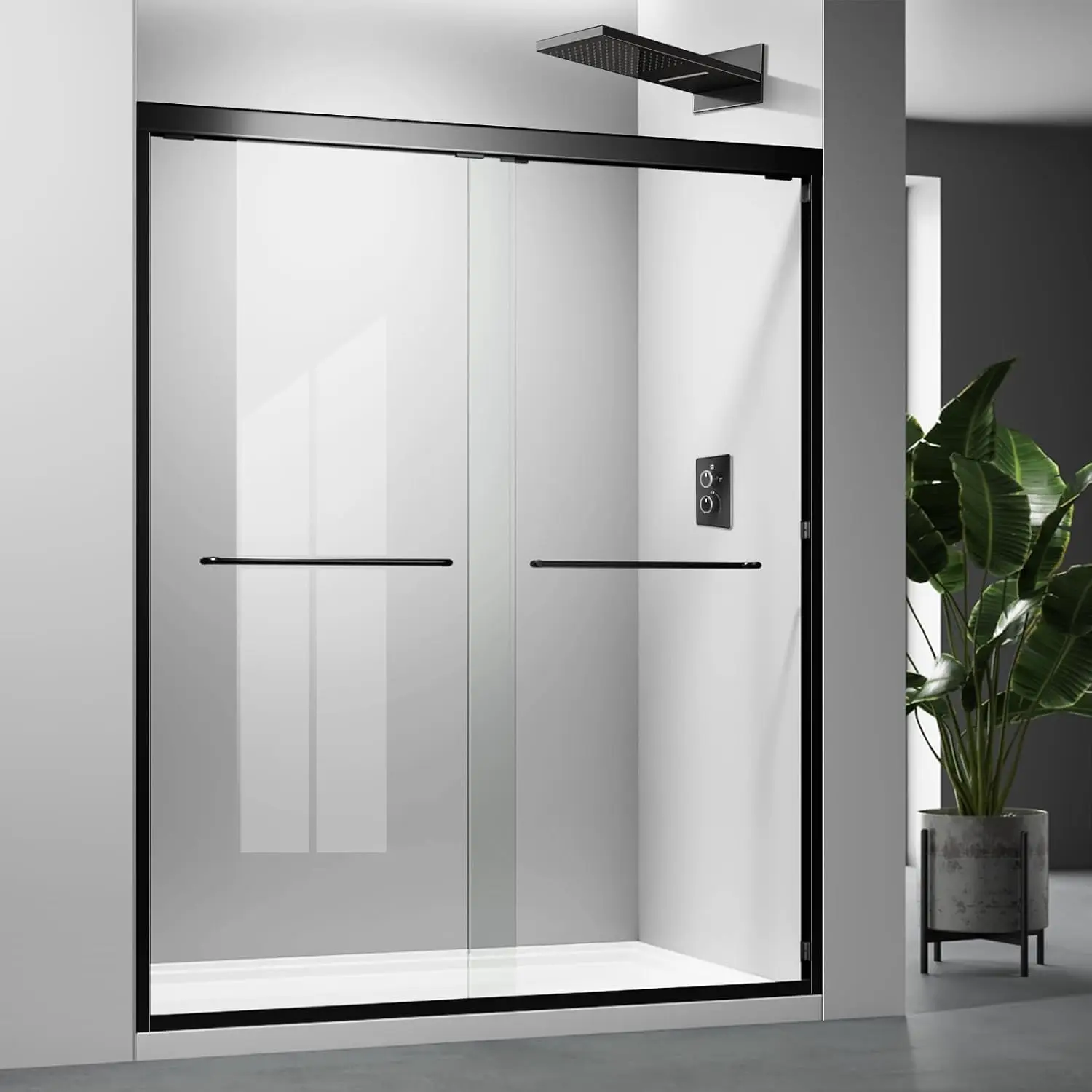 Matte Black Shower Glass Door 56-60 inch W x 72 inch H