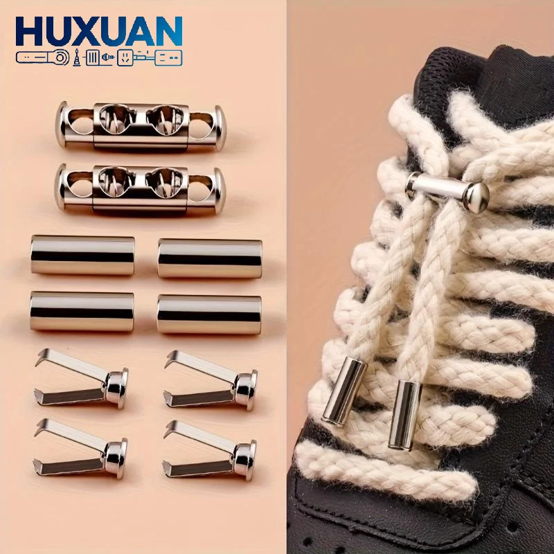 10Pcs No Install No Tie Shoelace Buckles Adjustable Metal Spring Locks Clips for Work Boots Outdoor Construction