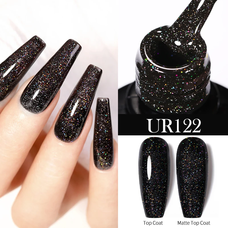 UR SUGAR SIlver Glitter Gel smalto per unghie Aurora Gold Black Manicure vernice Semi permanente Soak Off Gel UV LED Top Coat Base Gel