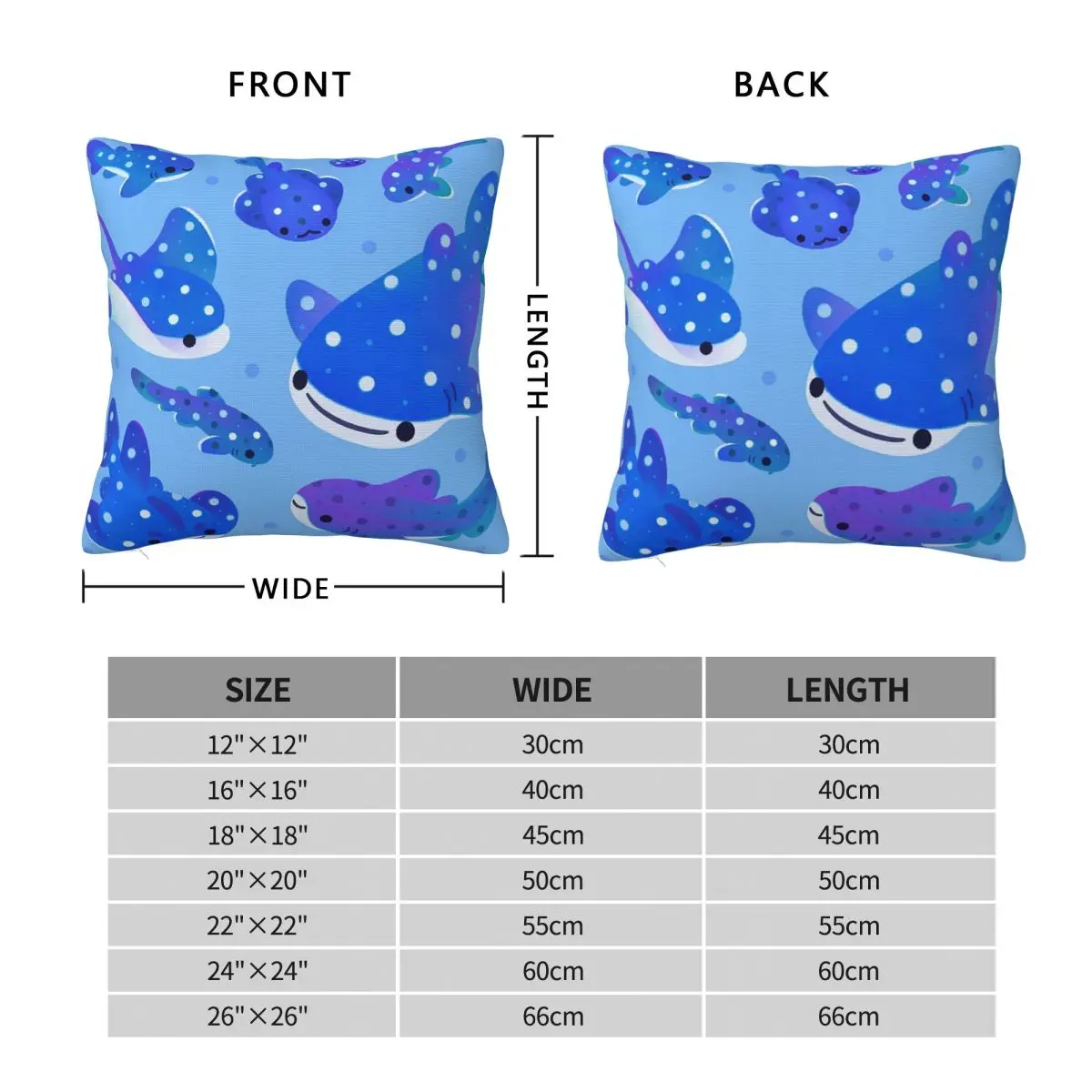 Polka Dot Shark Square Pillowcase Pillow Cover Polyester Cushion Zip Decorative Comfort Throw Pillow for Home Car