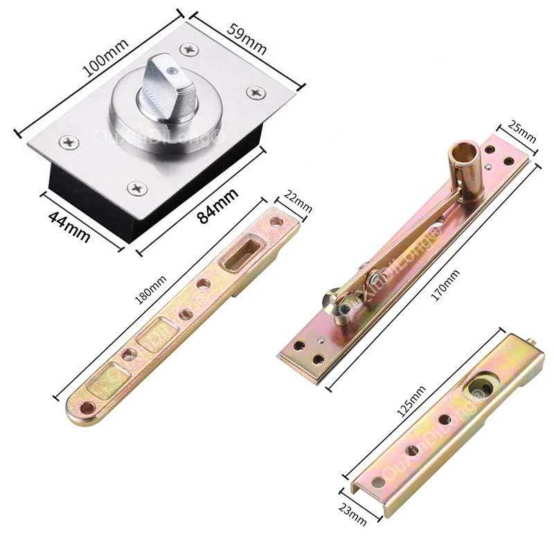 Brand New 1Set Metal Heavy Duty Door Pivot Hinges 360° Rotary Invisible Hidden Door Hinges Loading 100KG Install Up and Down