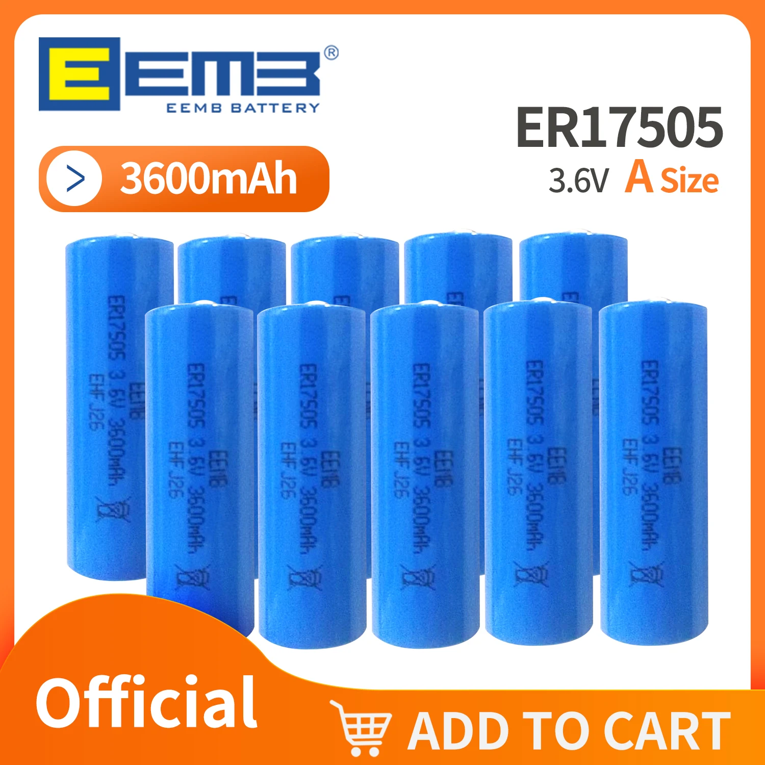 

4/10/50PCs EEB er17505 3.6V battery for water meters window sensor lithium battery 3600mAh