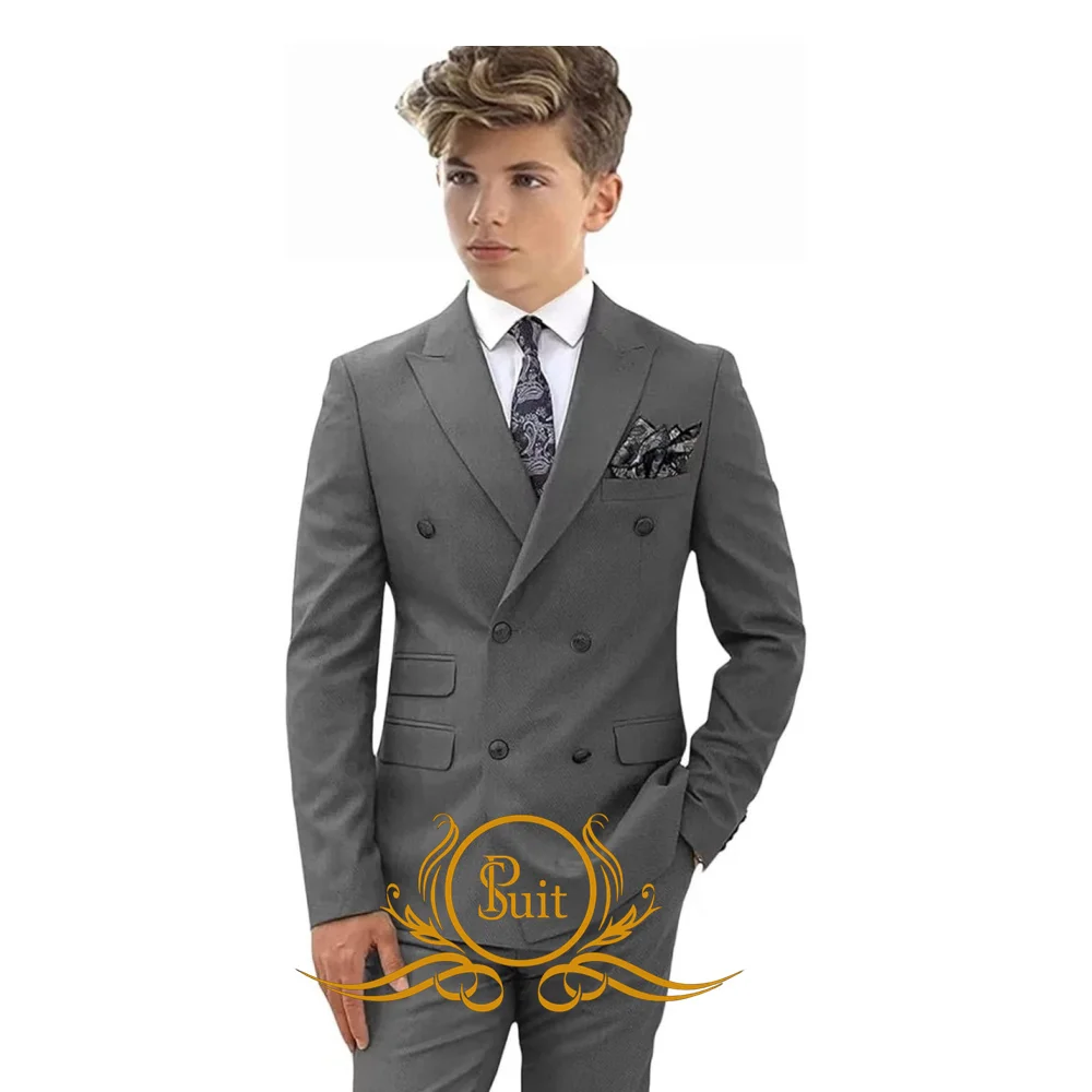 Jungen anzug 2 Stück Zweireiher Revers Blazer Hose Set Slim Fit Casual Smoking für die Hochzeit