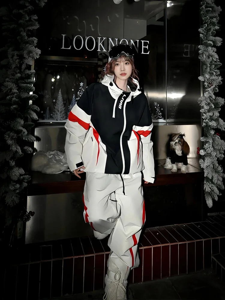 Профессиональный женский лыжный костюм 2025, зимний водонепроницаемый комплект для сноуборда, теплая утолщенная куртка, брюки, зимняя одежда, одежда