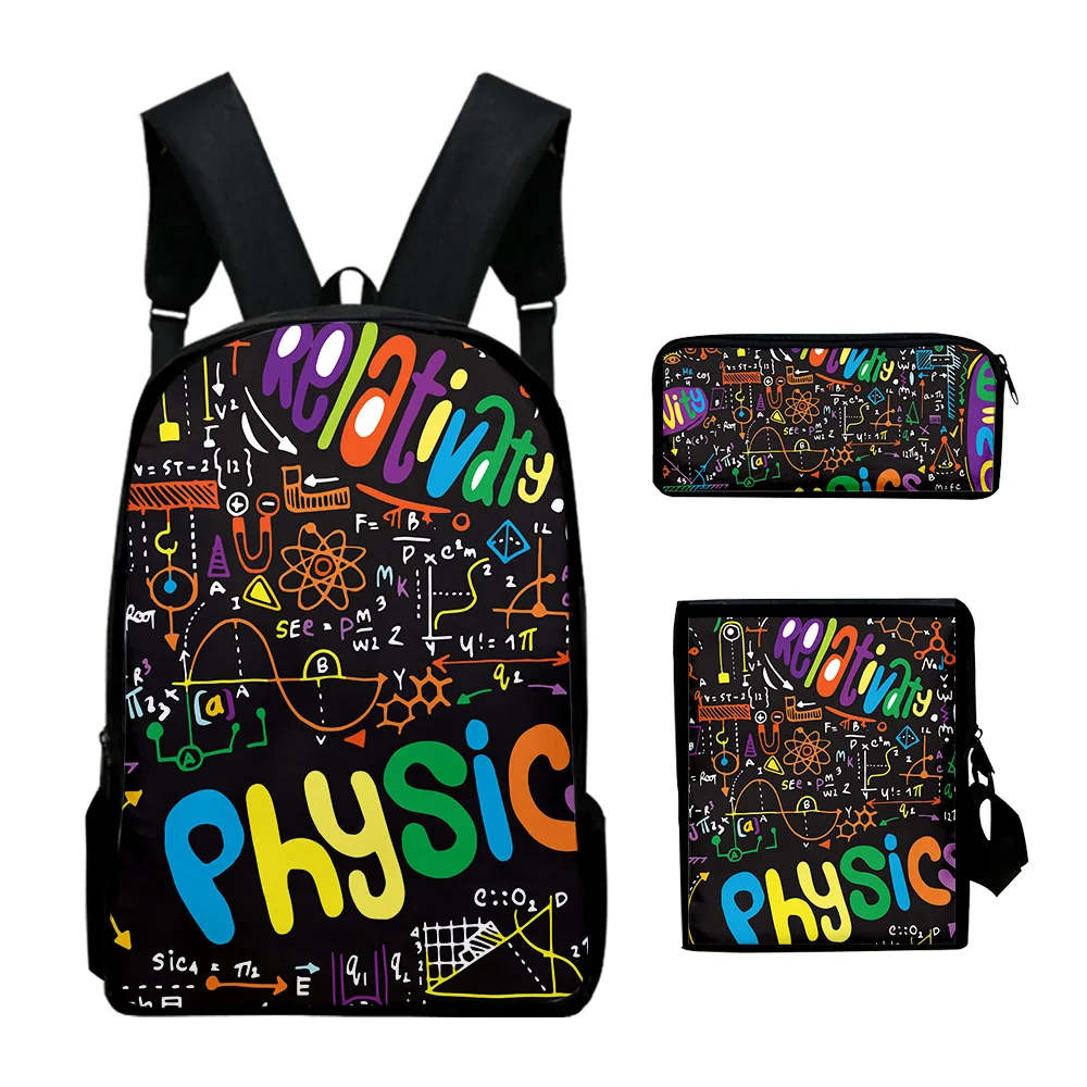 Sacs de voyage pour ordinateur portable, sac à dos, sac à dos initié, trousse à crayons, jeune science, physique, chimie, formule, impression 3D, ensemble de 3 pièces