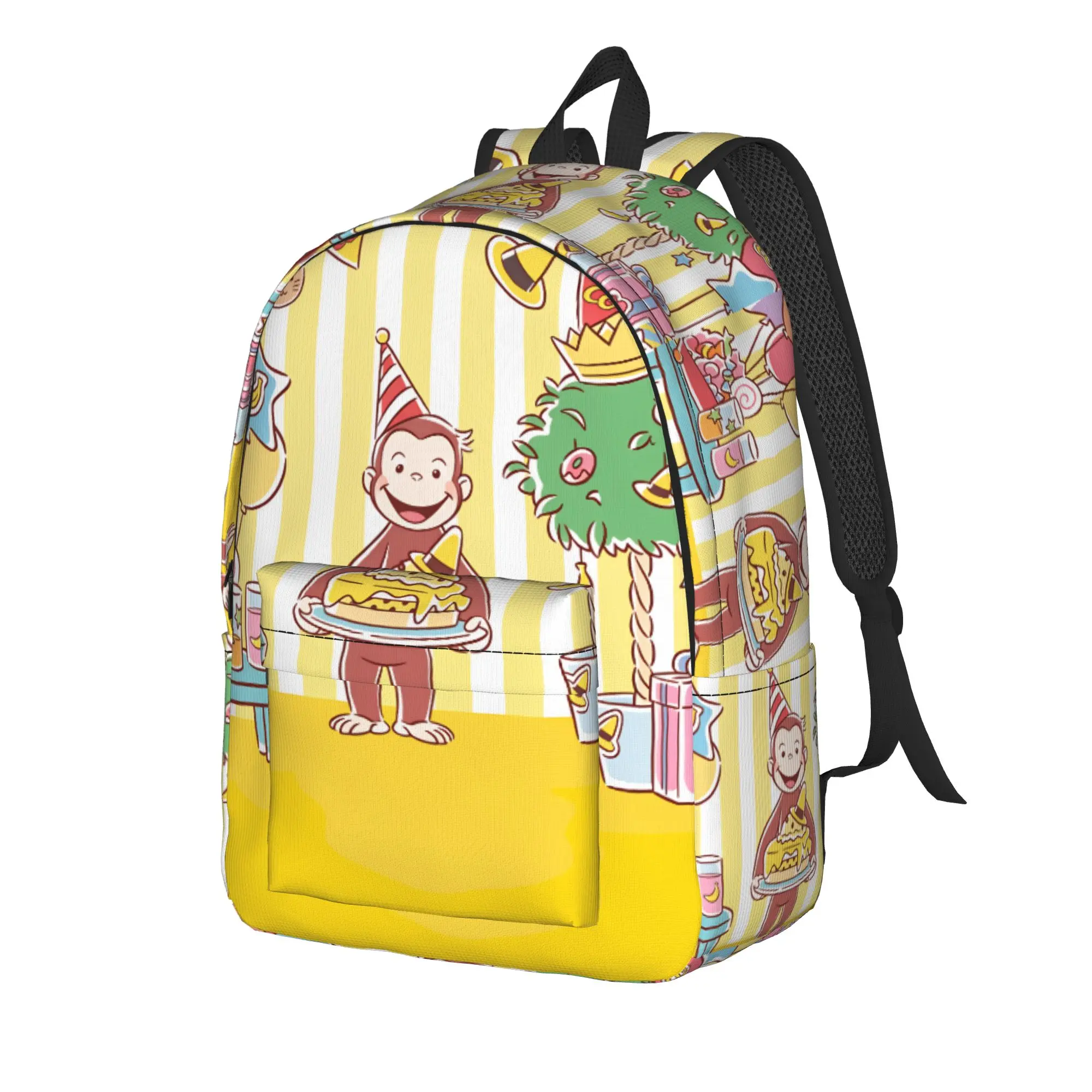 The Curious Monkey Backpack  Unisex Polyester University Backpacks Soft Elegant High School Bags Rucksack