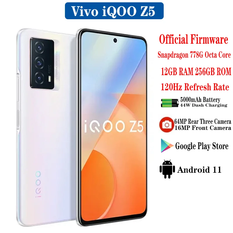 New Vivo iQOO Z5 5G Mobilephone 120Hz Octa Core Snapdragon 778G 6.67