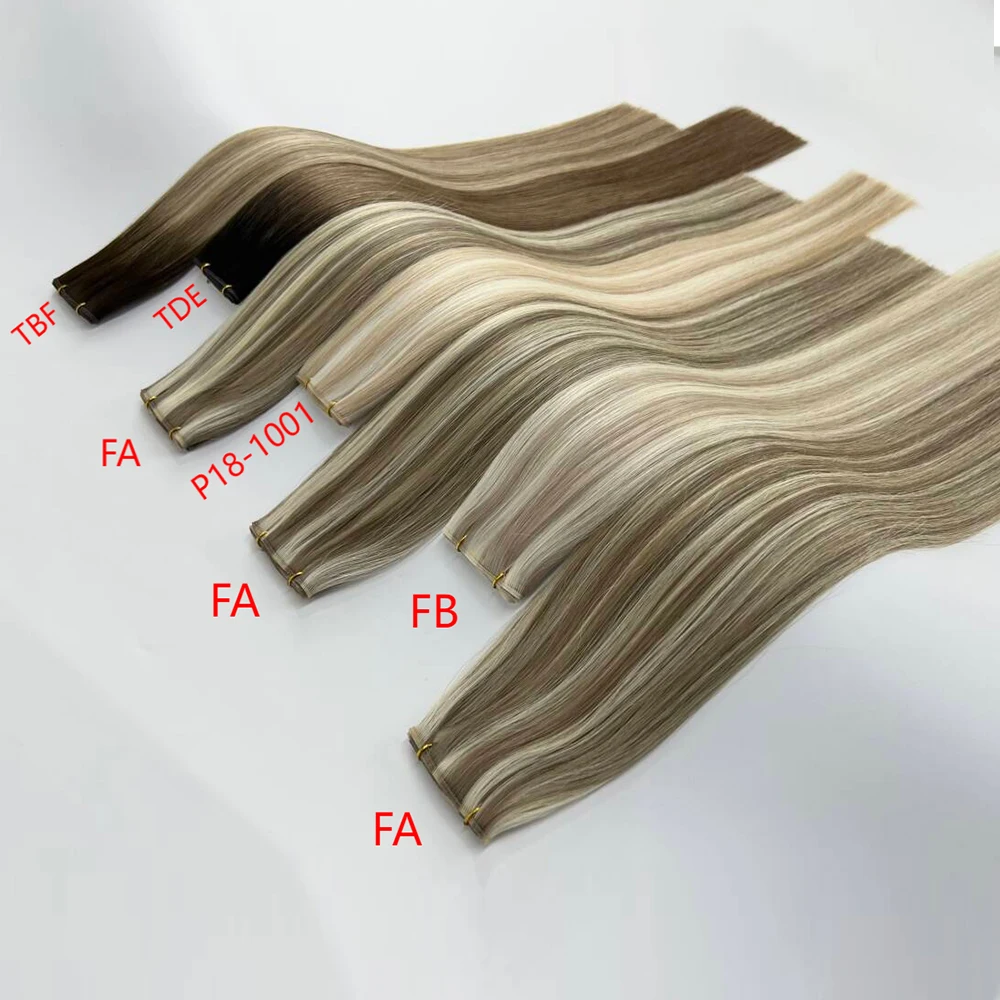 عبقرية لحمة شعر بشري روسي ملحقات 20-22 بوصة 50 جرام بشرة الانحياز سلس لصنع شعر مستعار وصلات شعر #6