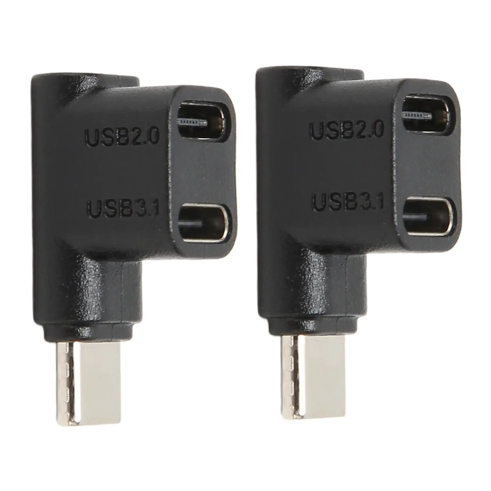 

2 шт. USB C 3.1 прямоугольный адаптер 10 Гбит/с типа C «папа» на двойной гнездовой разъем угол 90 градусов аксессуар для кабеля