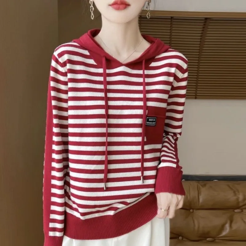 Hoodies Sweatshirt voor Vrouwen Slanke Truien Harajuku Mode Y2k Japanse Streetwear Koreaanse Bijpassende Gestreepte Vrouw Capuchon Tops