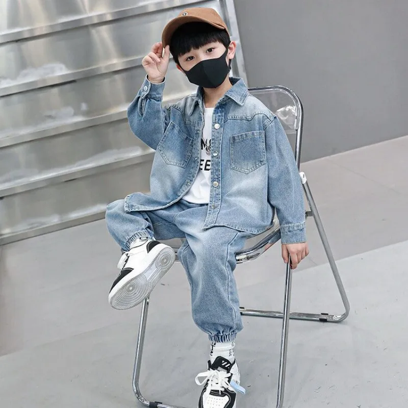 

Boys' Casual Denim Jacket And Pants Set Spring Autumn New Style Children's 2-Piece Suit Stylish Outfit for Kids