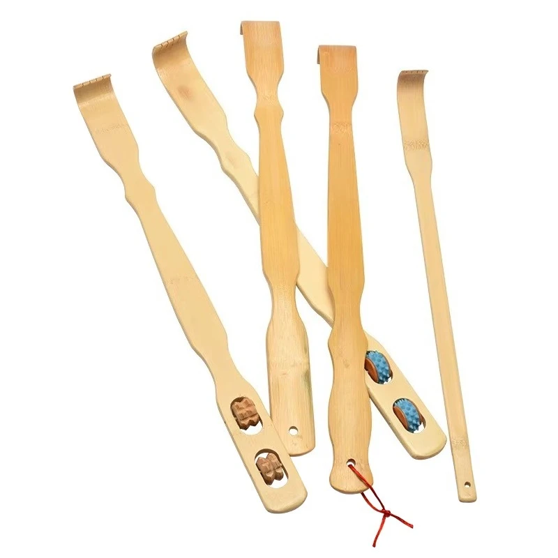 Bamboo Back Scratcher & Wooden Body Roller Stick - Durable Wooden Scratching Backscratcher Massager
