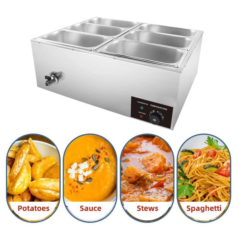 Stainless Steel Electric Food Warmer Food for Restaurant Canteen Catering Serving Equipments Bain Marie