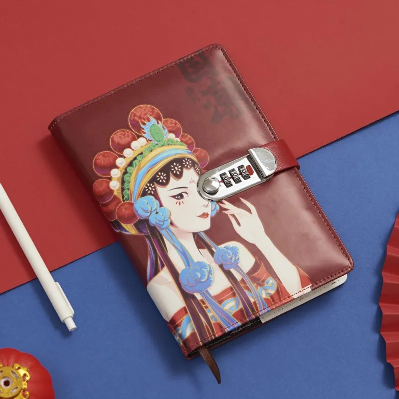 1pc Chinese style code book with lock  Girl hand ledger  Personalized Notepad  Handbook