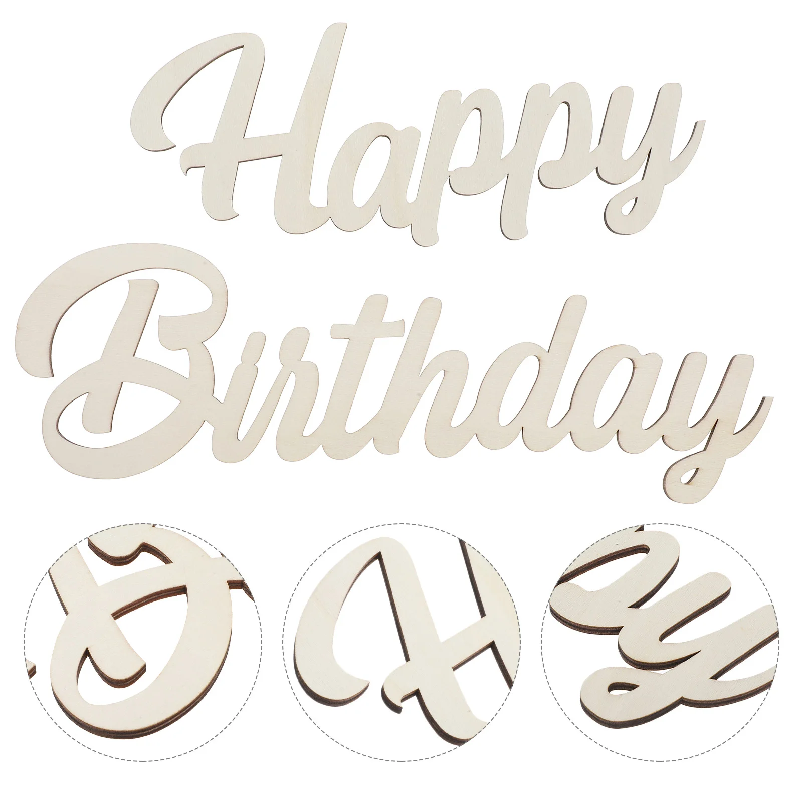 Wooden Birthday Sign Happy Plaque Ornament Hanging Cutout Decoration