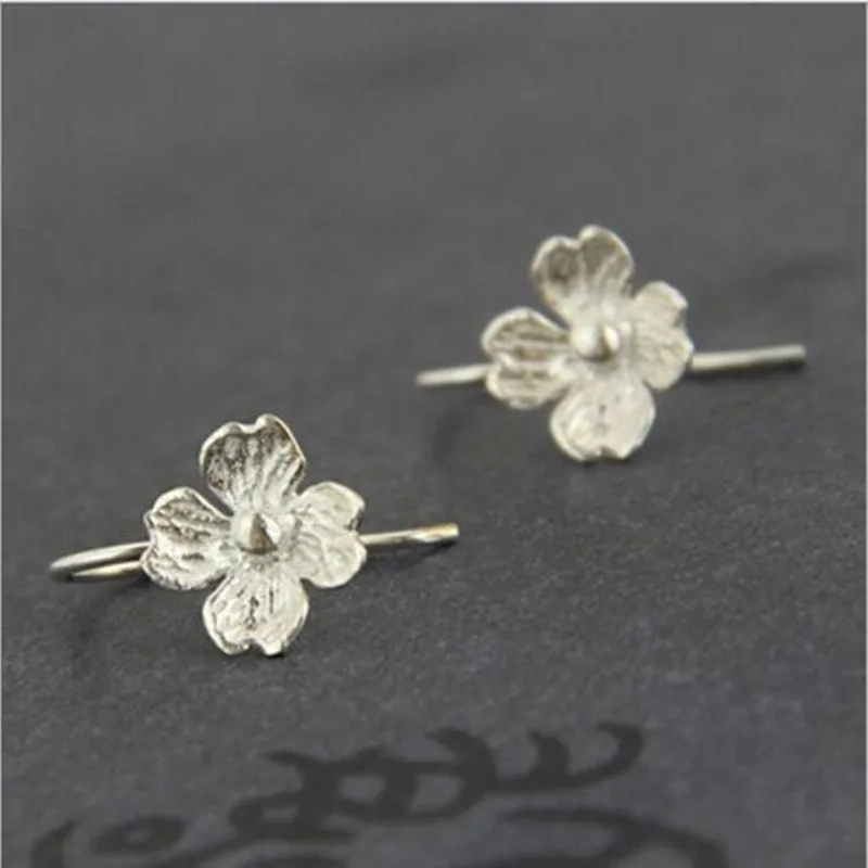 Fashion New 925 Sterling Silver Jewelry Exquisite Classic Four Floral Fortune Earrings E056
