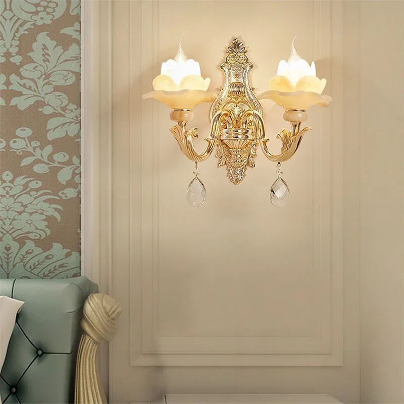 Temou Luxe Kristallen Wandlamp Europese Woonkamer Slaapkamer Bedlampje Achtergrond Muur Gang Villa Hotel Verlichting