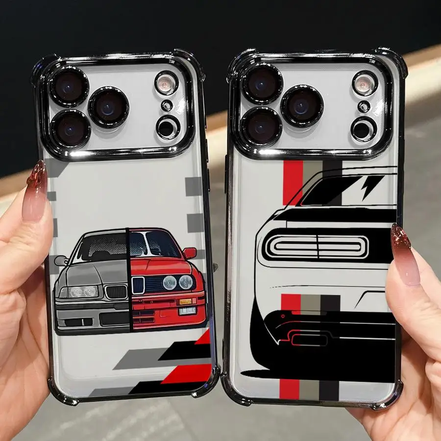 

Soft Cover Case for iPhone 16 15 14 Plus 17 Air 13 12 11 Pro Max 16e COOL Car