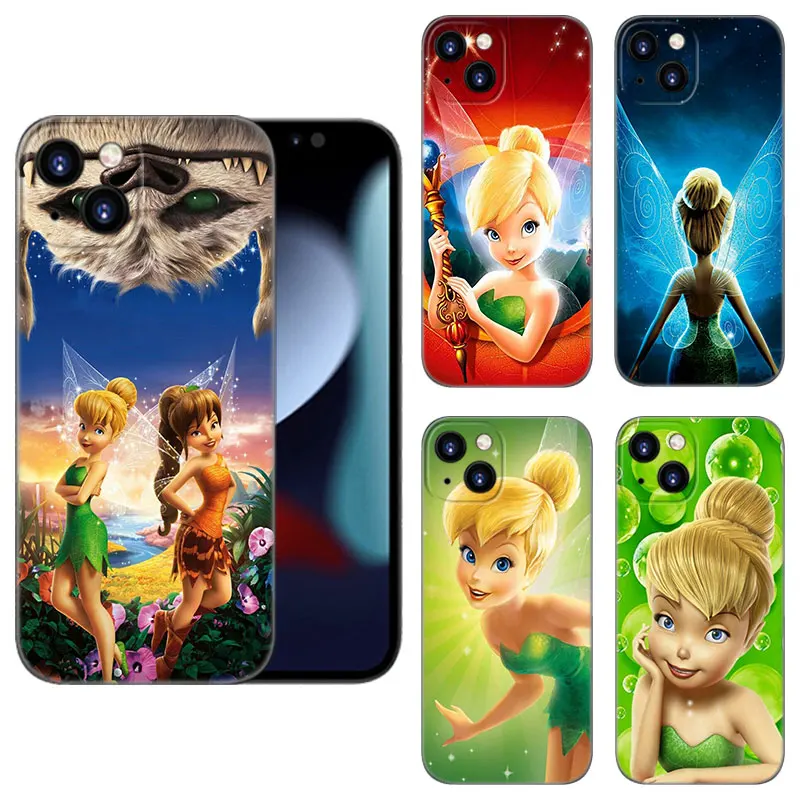 Tinker Bell Black Silicone Phone Case For Apple iPhone 12 13 Mini 11 14 15 16 Pro Max 7 8 Plus