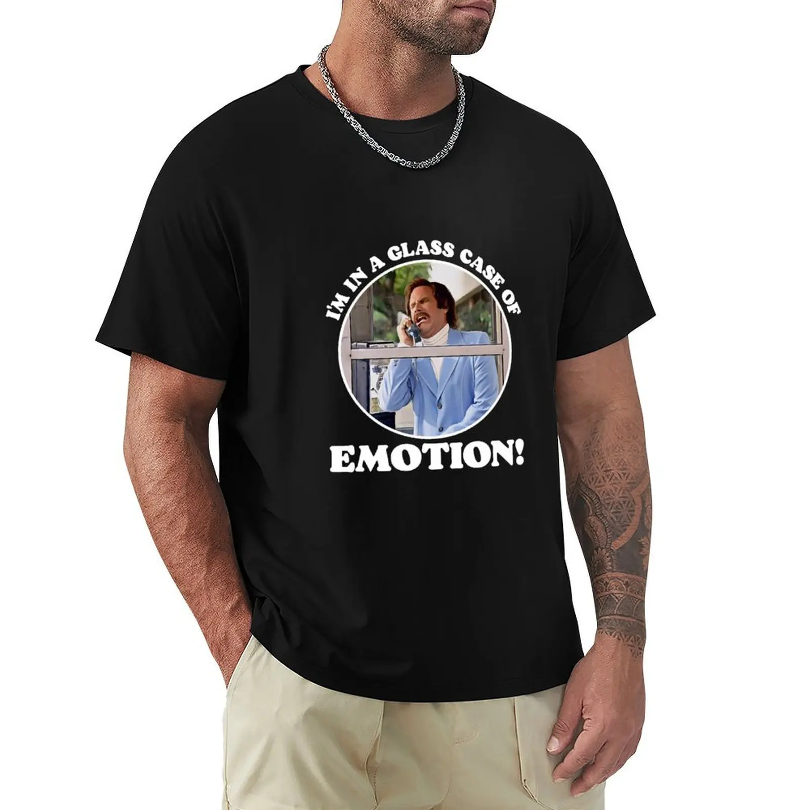 I'm in a Glass Case of Emotion! T-Shirt Simple Solid Color Crew Neck Tee