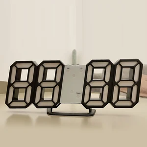 3D LED ساعة رقمية مضيئة أزياء الحائط ساعة متعددة الوظائف الإبداعية USB التوصيل في ساعة إلكترونية ديكور المنزل أفضل 6 أشياء رخيصة مبيعا من المنزل - رقم 4