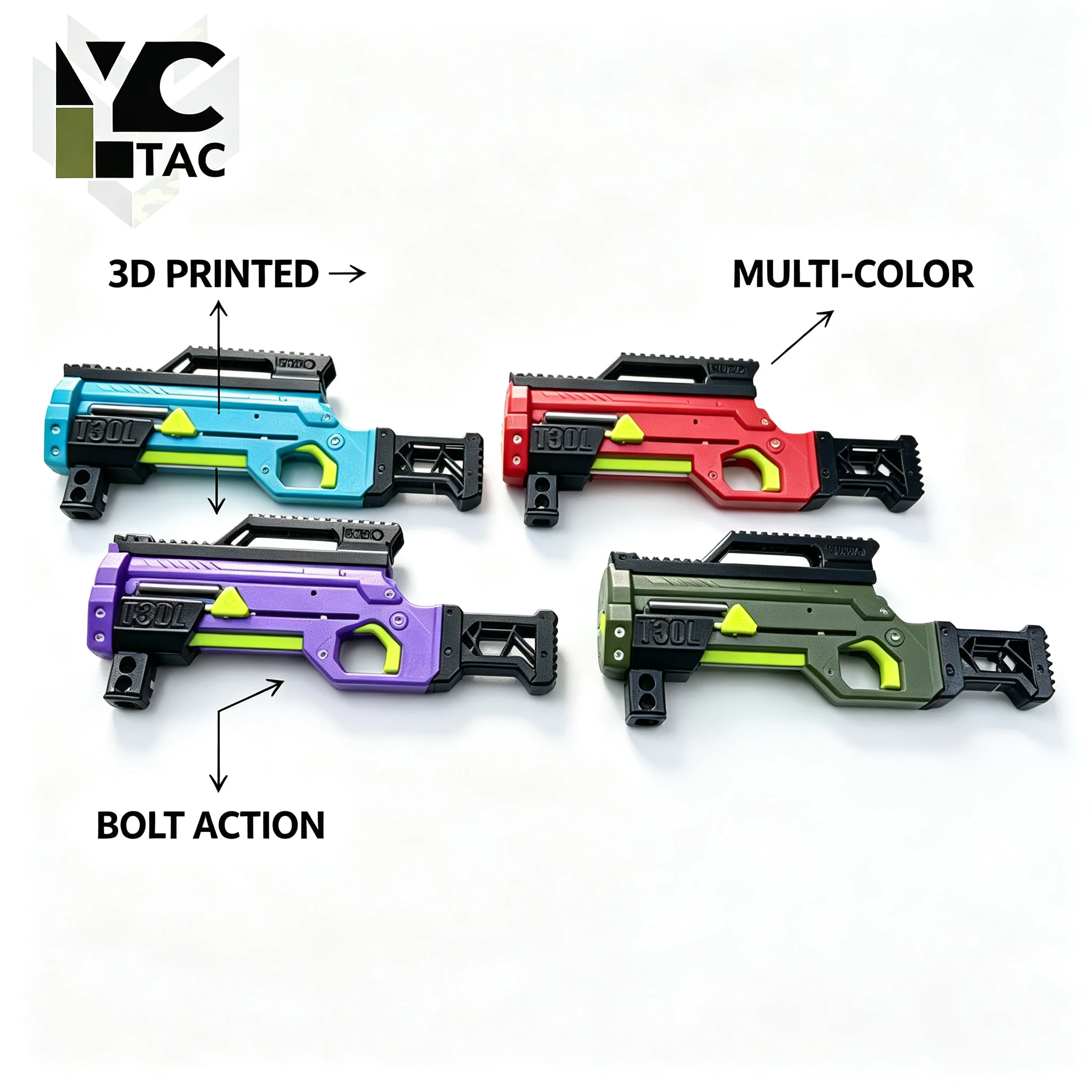 YCTAC 3D Printed Thunder Pull Gun Fidget Toy Mini Action Pistol Sensory Stress Relief Anti-Anxiety Gift for Men Boys Party Favor
