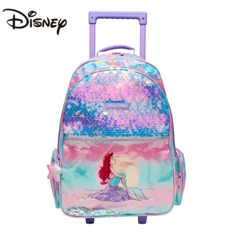 MINISO Disney Mermaid  Trolley School Bag Can Back Large Student Travel Backpack Backpack Travel