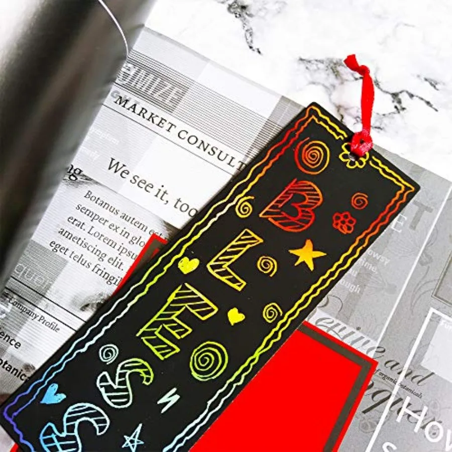 36 Set 2 Style Magic Scratch Rainbow Bookmarks Making Kit for Students Party Favor Scratch Paper DIY Bookmarks Bulk with Scratc