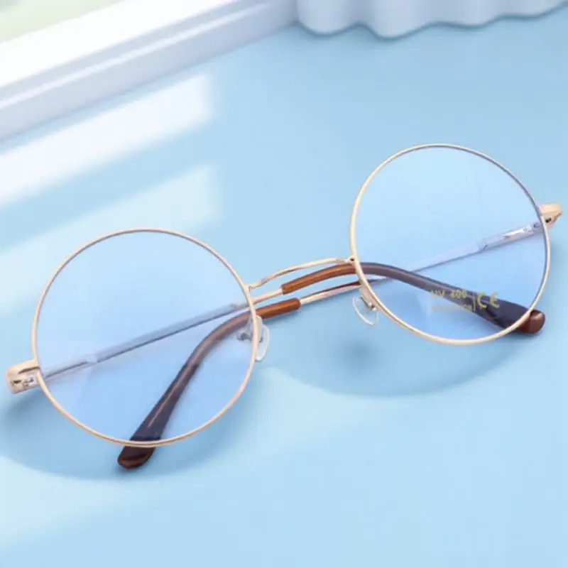 

Round Retro Sunglasses Colored Gold Frame Blue Lens Uv400 Protection Oversized Glasses Men Women Lightweight Durable Nose Pad