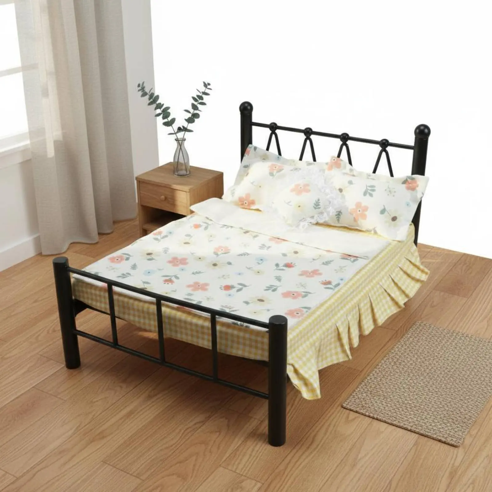 

1/6 Scale Doll Bedding Set Cotton Blythe Doll Bed Linen Dollhouse Bedding Set Versatile Anti-Static