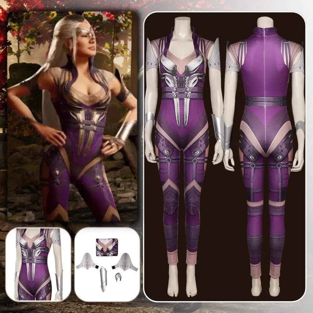 

Mortal Kombat Sindel Cosplay Fantasia Costume Disguise for Adult Women Jumpsuit Female Roleplay Halloween Carnival Party Clothes