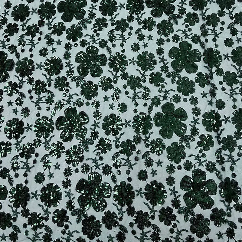 Lace Mesh Bead Flower Sequin Embroidered Fabric for Dress Performance Costume Design Diy Cloth By The Yard Sewing Material