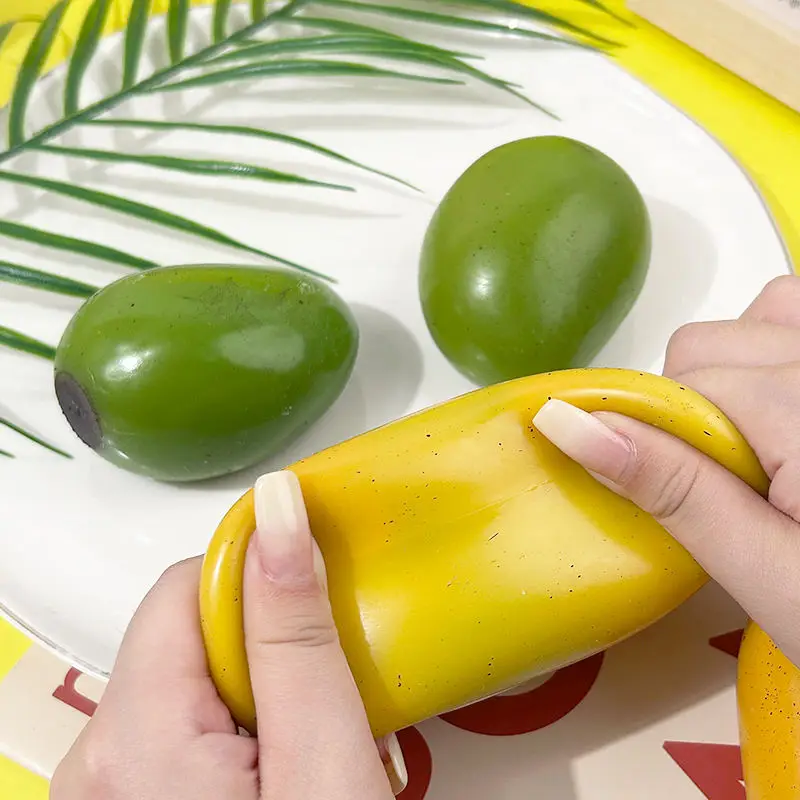 Color Changing Mango Stress Ball Soft Slow Rising Squeeze Fidget Toy Anti-Anxiety Decompression Toy for Adults Office Desk Gifts