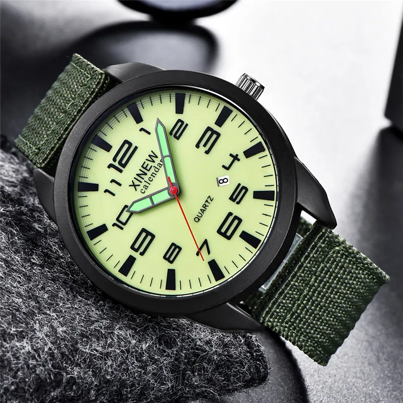 Original XINEW Brand Cheap Watches For Men Fashion Nylon Band Military Sports Date Quartz Watch Erkek Barato Saat Montre Homme