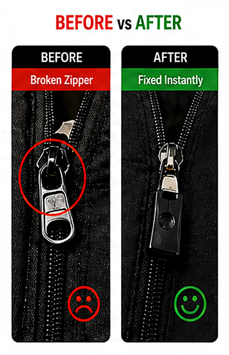 Reißverschluss Reparaturset Universal 2-6pcs Ersatz Zipper Kopf Sofort Reparatur 3 Größen Schieber Fix Kaputte Reißverschlüsse Kleidung Taschen Nähen DIY Zubehör Werkzeuge Praktisch Langlebig Tragbar – Detail 9