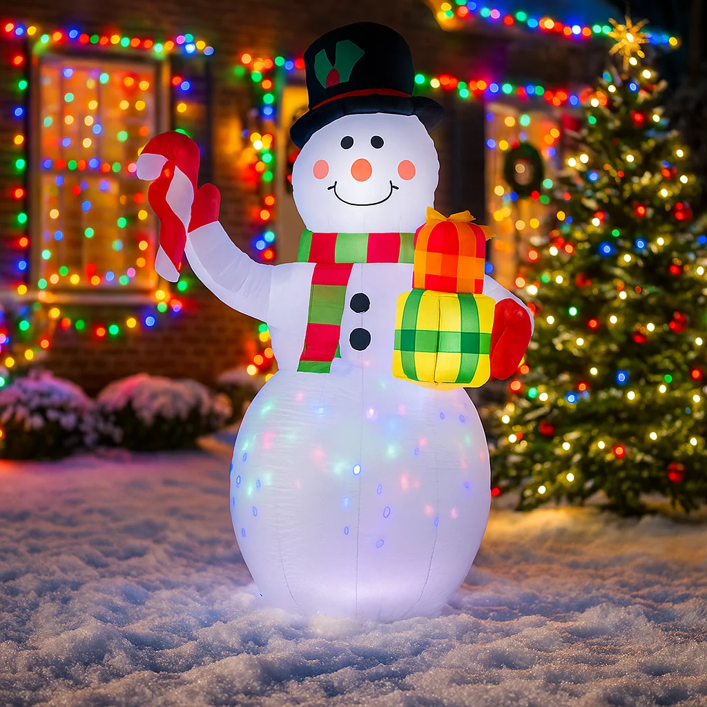 Christmas Decorations Inflatable Snowman Holding Gifts Toys Home Yard Ornaments with LED Decor Supplies Outdoor Decorations