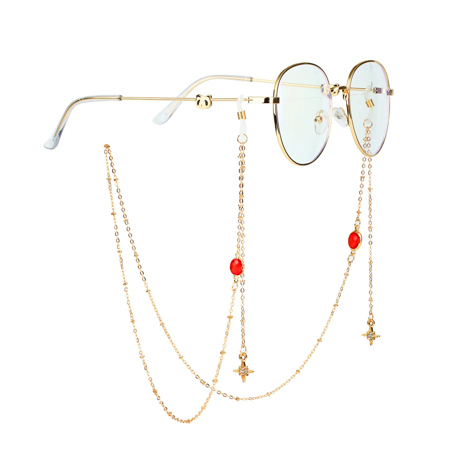 Fashion Acrylic Crystal Sunglasses Chains Round Beaded Eyeglass Chain Face-Mask Holder Glasses Chain Mask Lanyard Women Jewelry