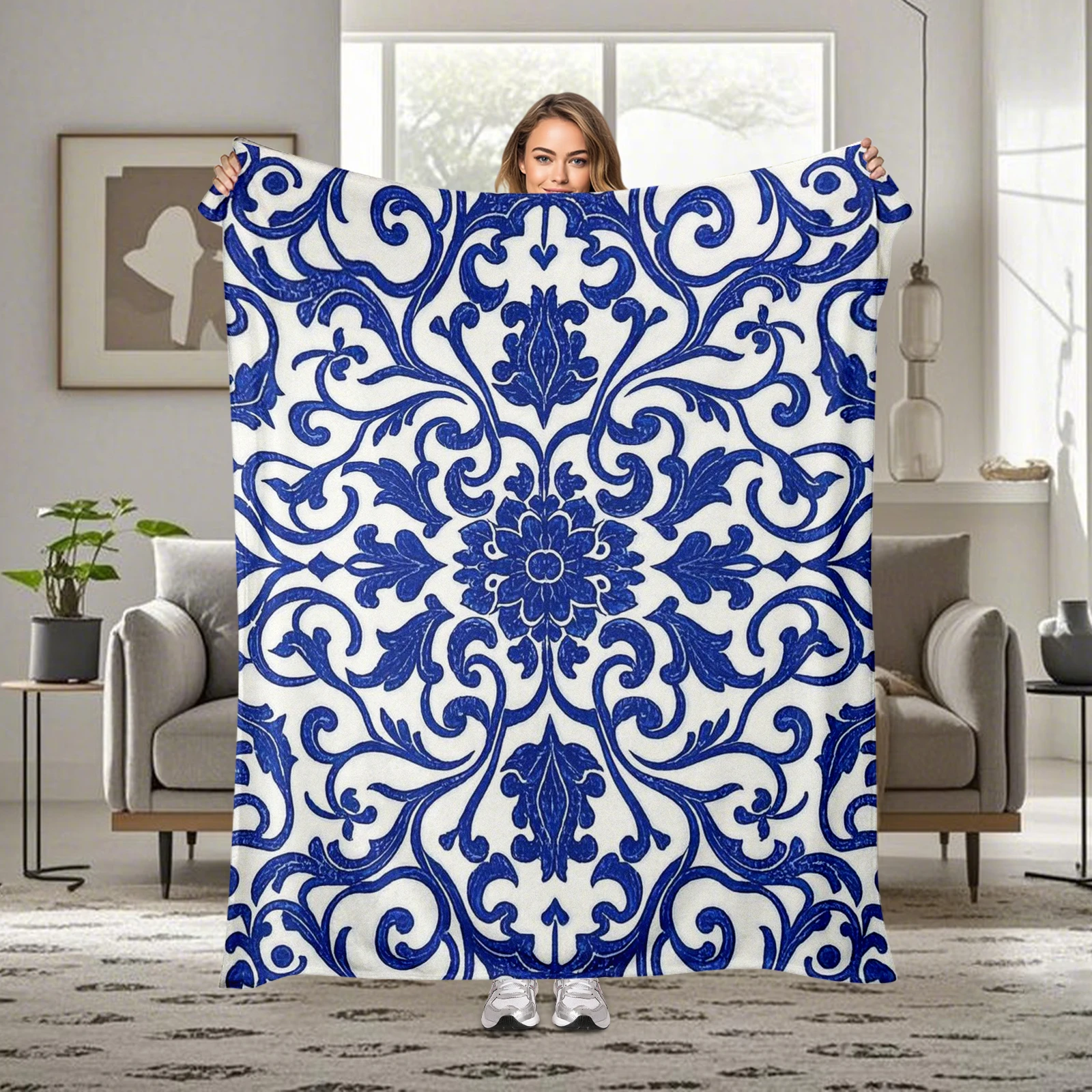 Blue And White Traditional Aesthetic Blanket, Bringing Unique Charm And Coziness To Homes