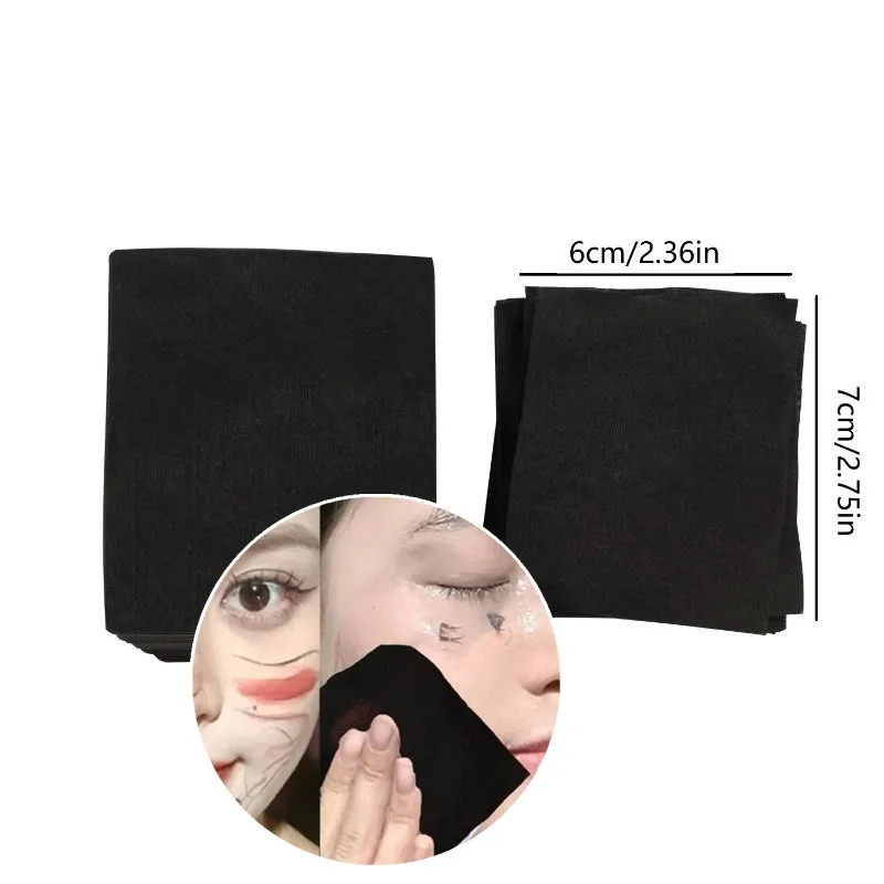 200 個竹炭湿布コットンパッド使い捨て黒メイク落としパッド顔の皮膚拭きクリーニングコットンツール