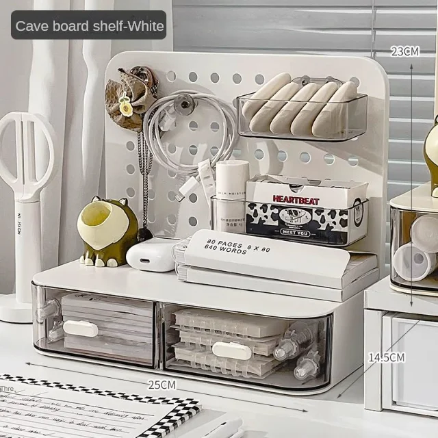 1 Pcs Desktop Perforated Board Storage Box Stationery Sorting Rack Desk Office Cosmetics Storage Rack Pen Holder