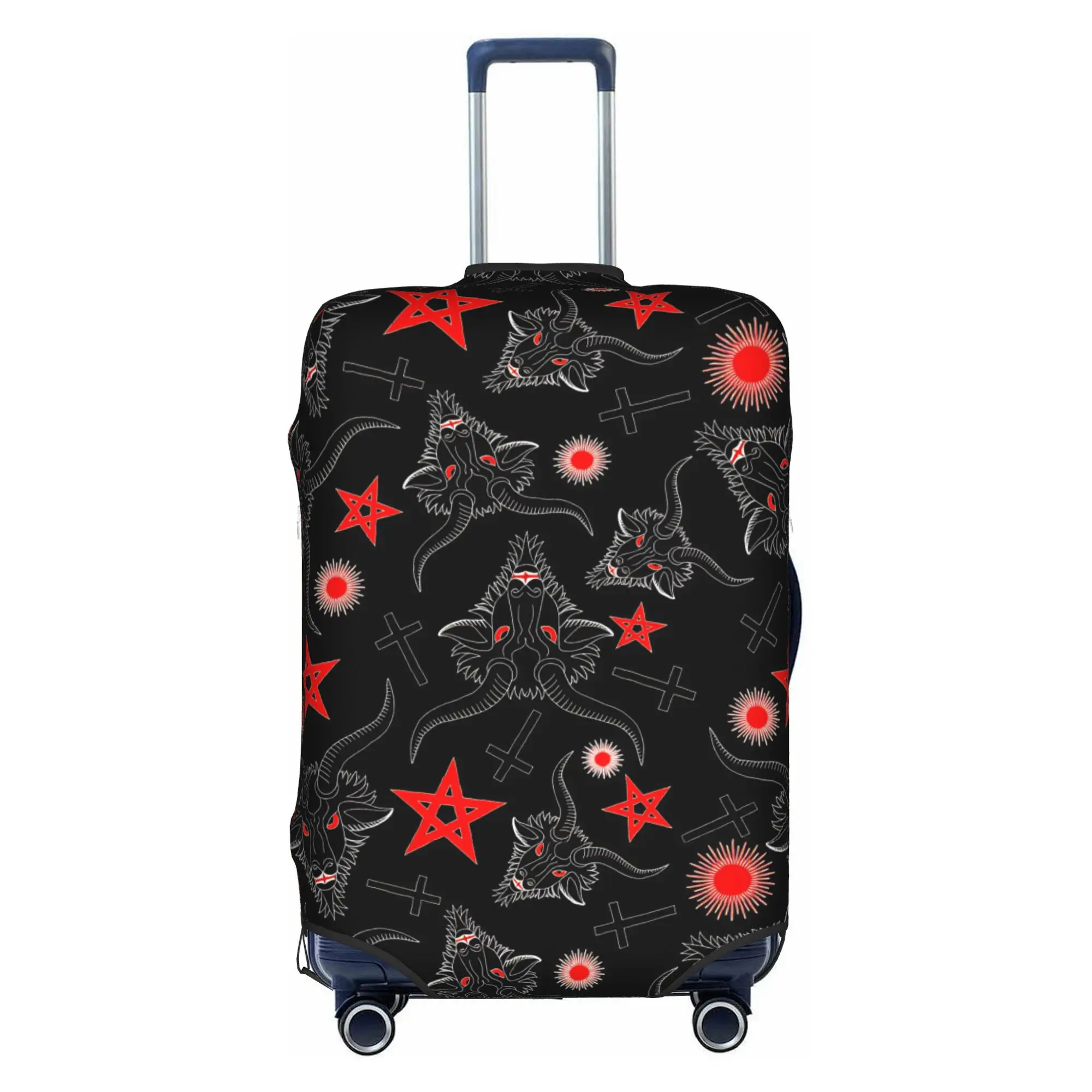 Baphomet Gothic Horror Satanic Pentagram Luggage Cover Funny Demonic Horns Suitcase Protector Covers Suit For 18-32 inch