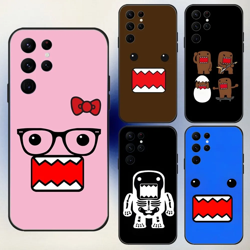 

Cute Domo-Kun Phone Case For Samsung S24,23,22,30,21,10,9,Ultra,Plus,Lite,FE,5G Black Soft Case